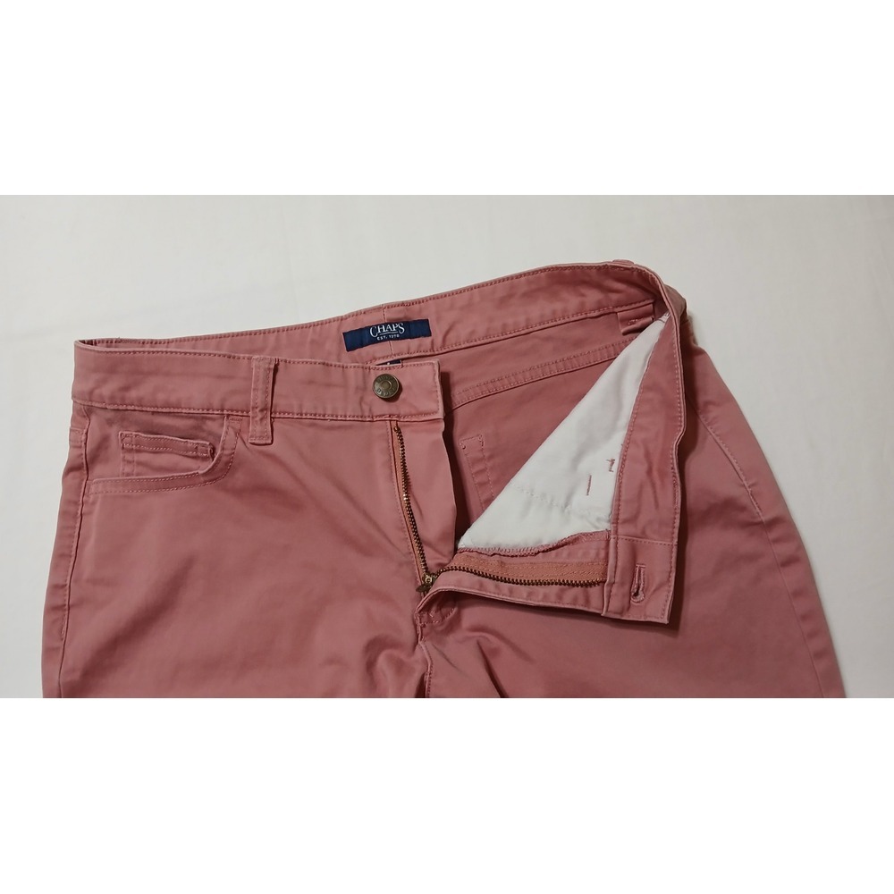Chaps Women's Rose Pink Mid-rise Super Stretch Slim Fit Chino Pants Size 8 - Picture 2 of 9